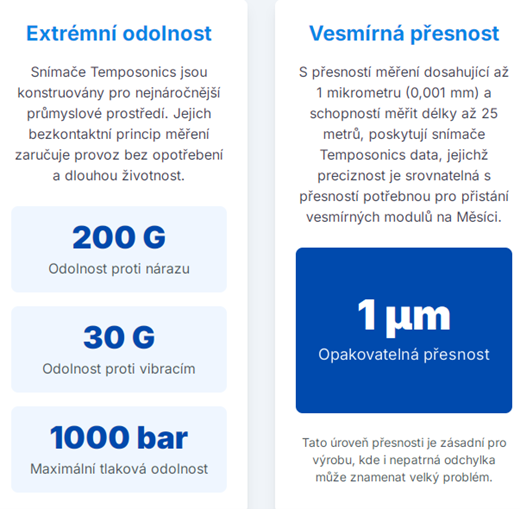 Snímače polohy Temposonics - zajímavosti - odolnost a přesnost